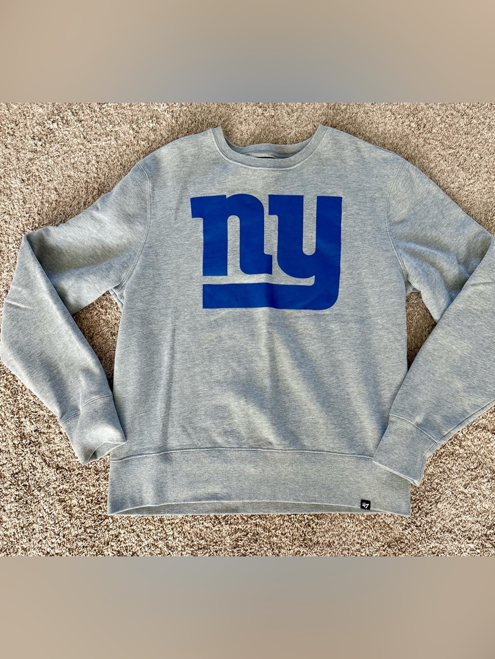 47 Men's Gray Crewneck Sweatshirt with Blue 'ny' Logo